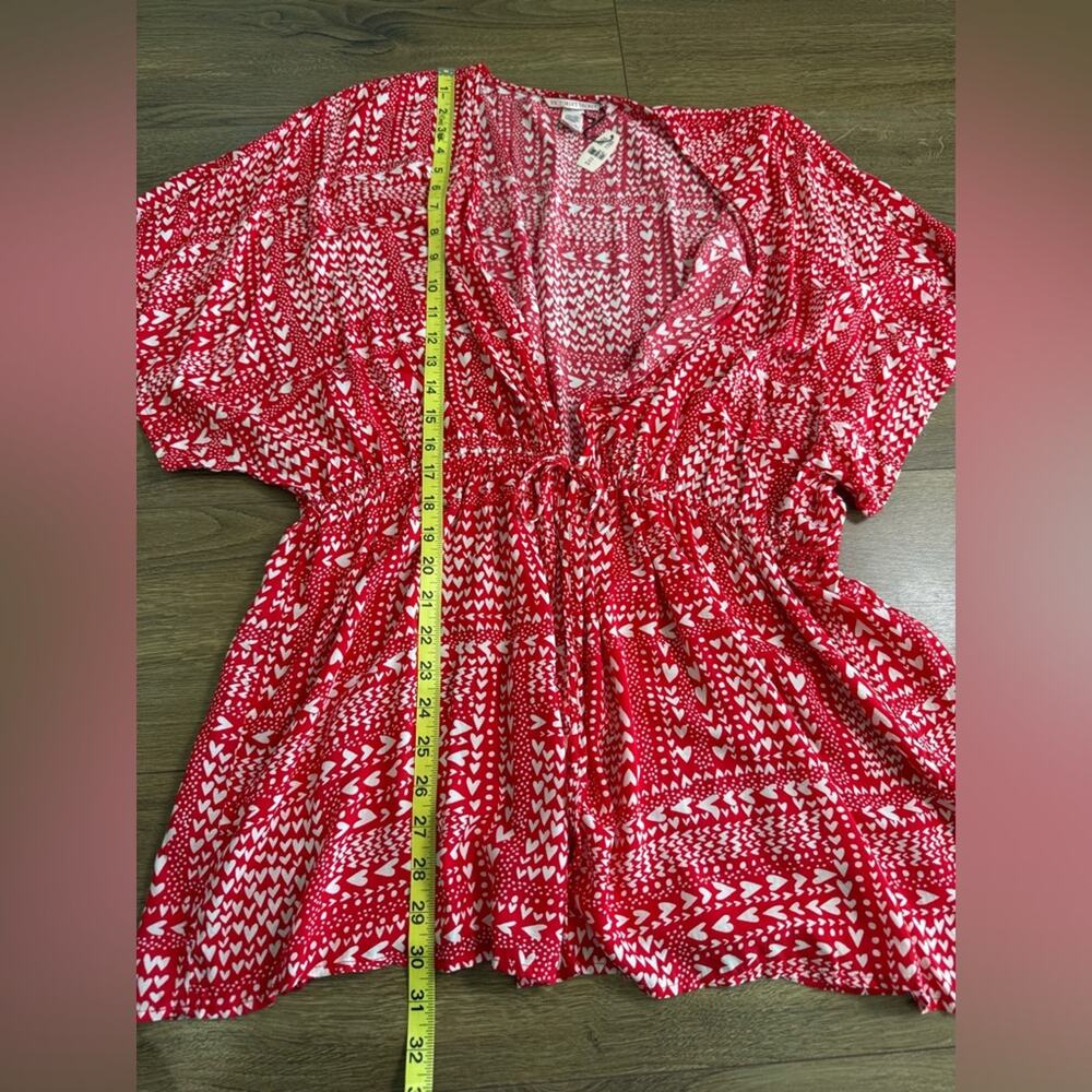 NWT Victoria’s Secret Red White Heart Print Kimono Robe One Size OS Cover Up - Picture 8 of 9